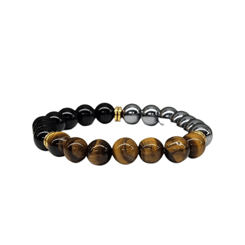 Small Triple Protection Crystal Bracelet (6mm) - Hematite | Tiger's Eye | Black Obsidian