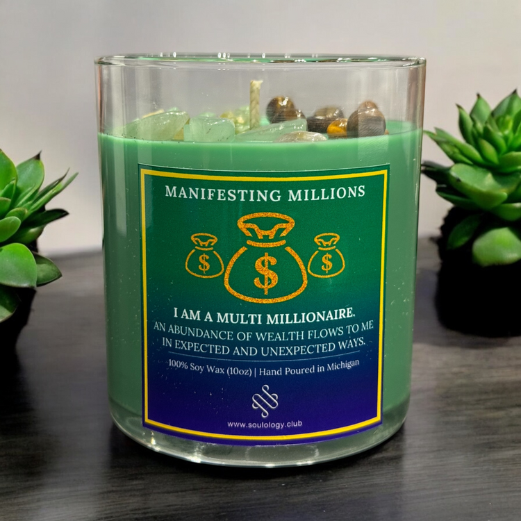 Manifesting Millions Crystal Candle