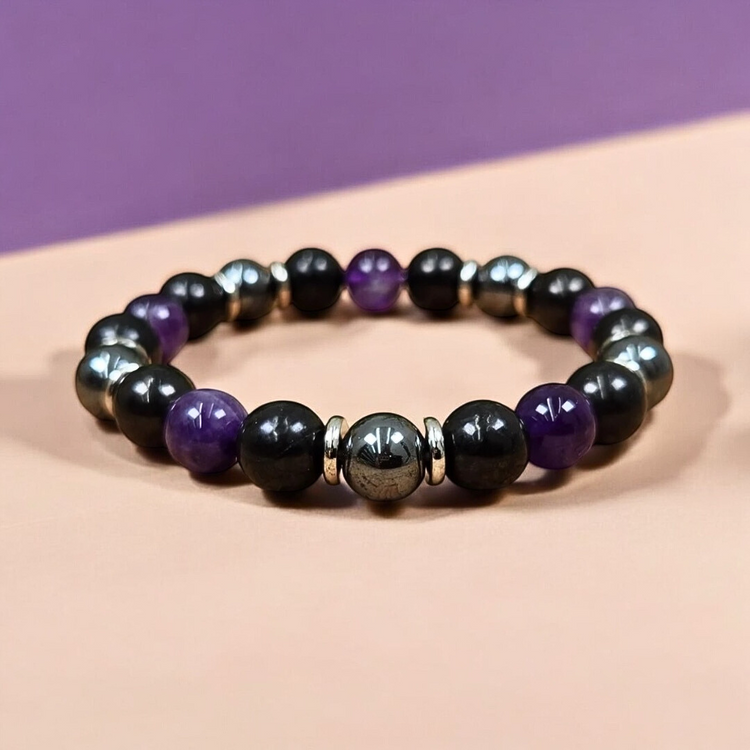 Protection & Healing Crystal Bracelet - Shungite | Amethyst | Hematite