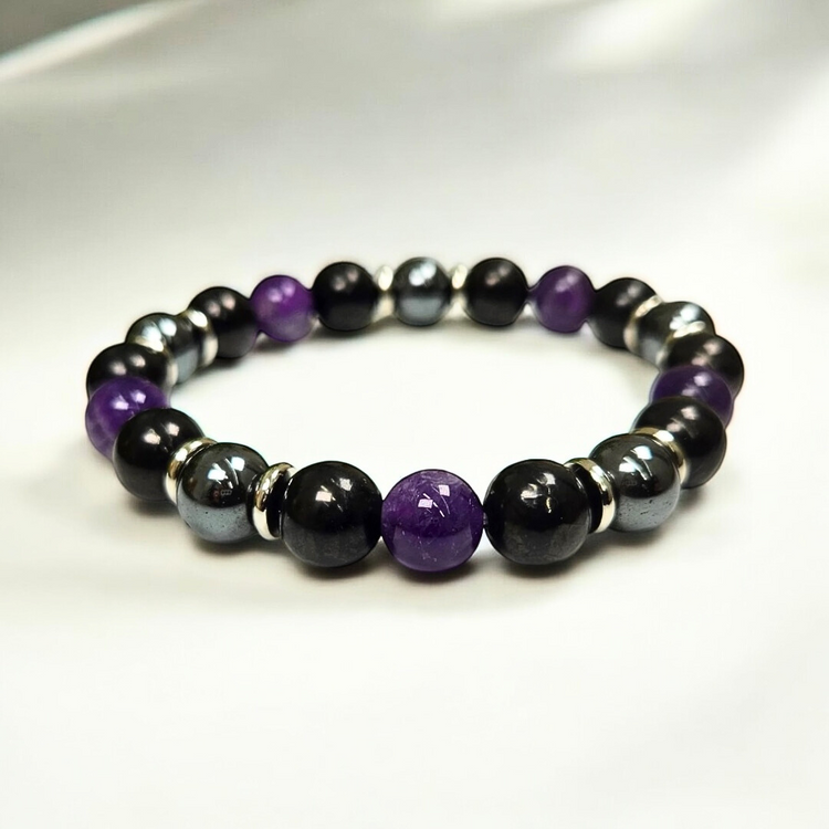 Protection & Healing Crystal Bracelet - Shungite | Amethyst | Hematite