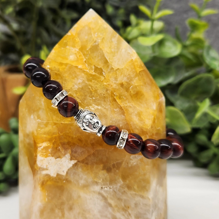 Red Tiger's Eye w/ Buddha Head Bracelet - Good Luck | Protection