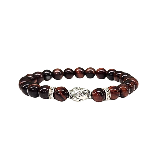 Red Tiger's Eye w/ Buddha Head Bracelet - Good Luck | Protection