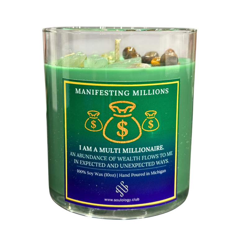 Manifesting Millions Crystal Candle