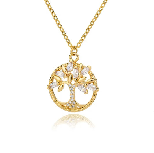 Tree of Life Necklace w/ Cubic Zircons