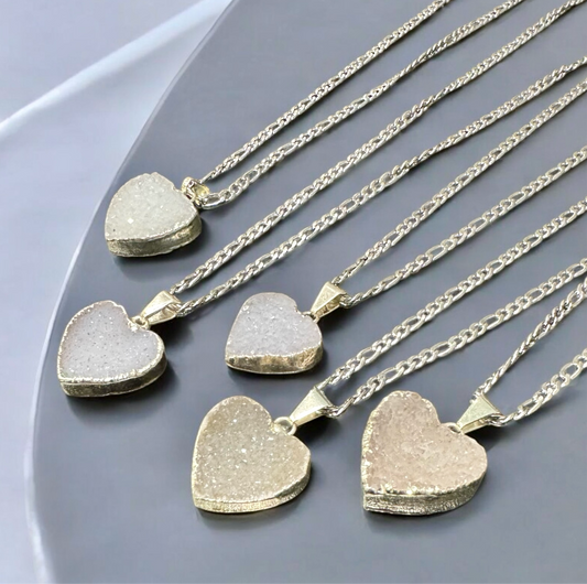 Crystal Druzy Heart Necklace