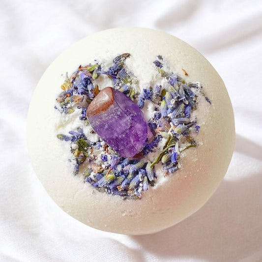 Amethyst & Lavender Crystal-Infused Bath Bomb | Stress Relief & Healing