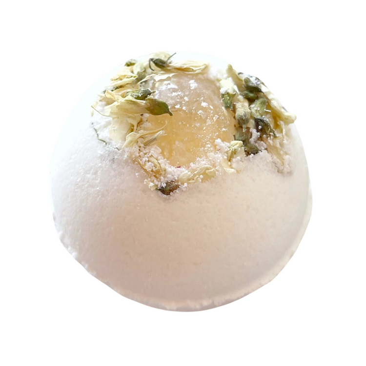 Citrine & Jasmine Crystal-Infused Bath Bomb | Prosperity & Happiness