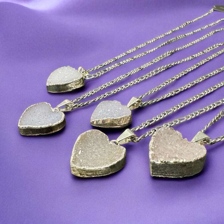 Crystal Druzy Heart Necklace