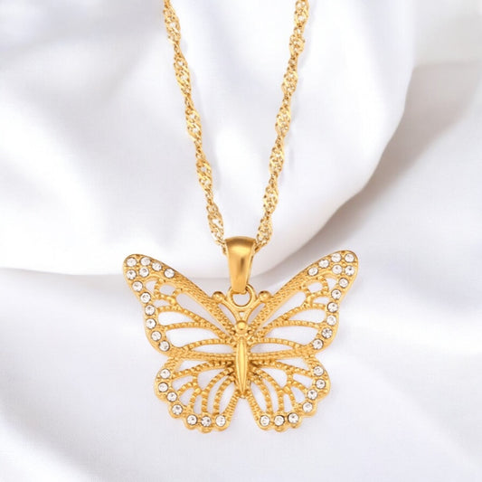 Butterfly Necklace w/ Cubic Zircon