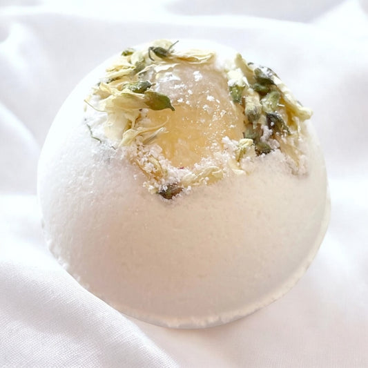 Citrine & Jasmine Crystal-Infused Bath Bomb | Prosperity & Happiness