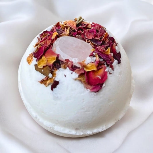 Rose Quartz & Rose Crystal-Infused Bath Bomb | Love, Self Love & Emotional Healing