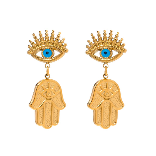 Evil Eye & Hamsa Hand Earrings