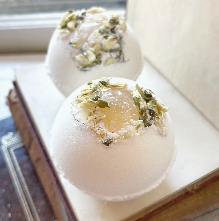 Citrine & Jasmine Crystal-Infused Bath Bomb | Prosperity & Happiness